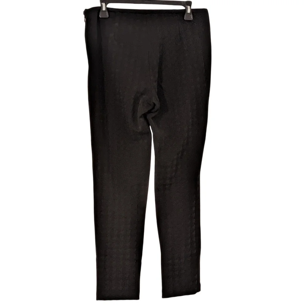 J.McLaughlin Lexi Black Houndstooth Jacquard Slim Side Zip Ankle Pants Size 10